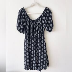 Old Navy Puff-Sleeve Printed Tie Back Mini Dress Women’s size M Black